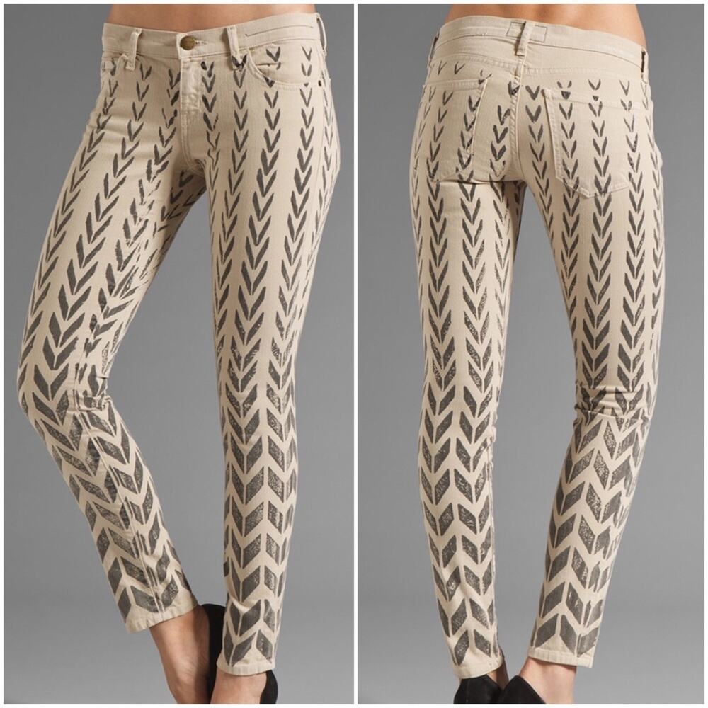 Current Elliott The Ankle Skinny in Khaki Chevron